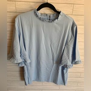Myosotis boutique Light Blue Ruffle Sleeve Women's Top